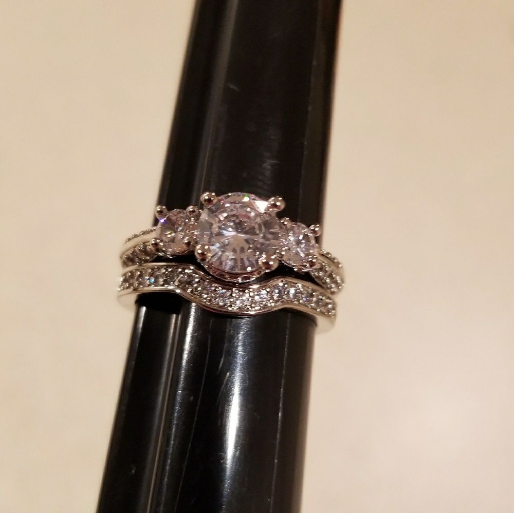New S925 SP White Sapphire Set! Sizes  7, & 8! - Picture 5 of 8